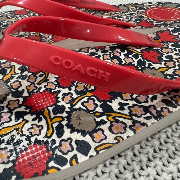 Coach Women's Red and Black Floral Sandals - Picture 4 of 8